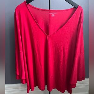 Lane Bryant Women's Bold Red V-Neck Blouse 22/24